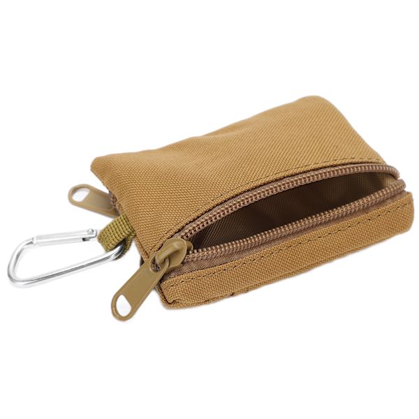 Utomhus EDC Molle-ficka Plånbok Mini Bärbar Nyckelkortfodral EDC-ficka Väska Myntväska med Karabinhake Tan