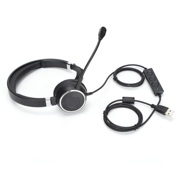Telefonheadset USB Enkelt-øre Telefon Kontorheadset med mikrofon og lydkontrol