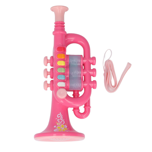 Hornleksak Simuleringsdesign Dynamisk ljuseffekt Musikinstrument Hornleksak Present med snöre för över 3 år gammal Rosa