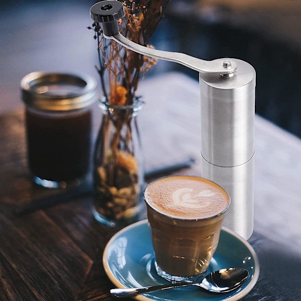 Mini Hånddrevet Kaffebønnekværn i Rustfrit Stål - Justerbar Indstilling