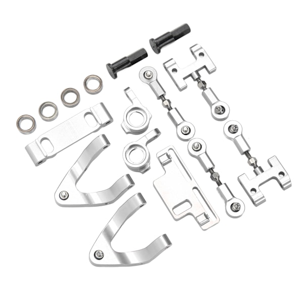 RC Aluminium Övre Nedre Upphängningsarm Styrkopp Hex Adapter Metalltillbehör Set för WPL D12 RC BilSilver