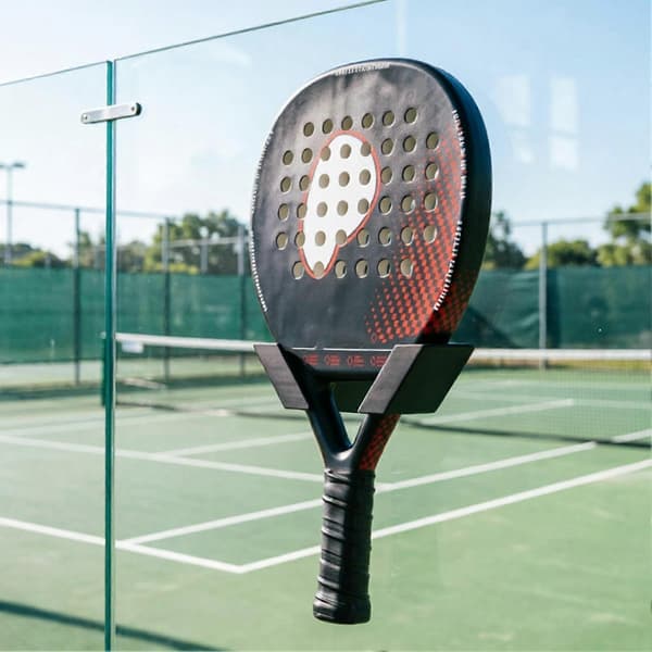 Sugekopp Padelracket Holder - Universell Metallgjerdemontering - for Glass og Gjerde Svart Black C
