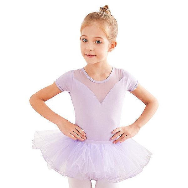 Violetti balettimekko tanssiasusetti tytöille 130CM, lyhythihainen harjoittelu
