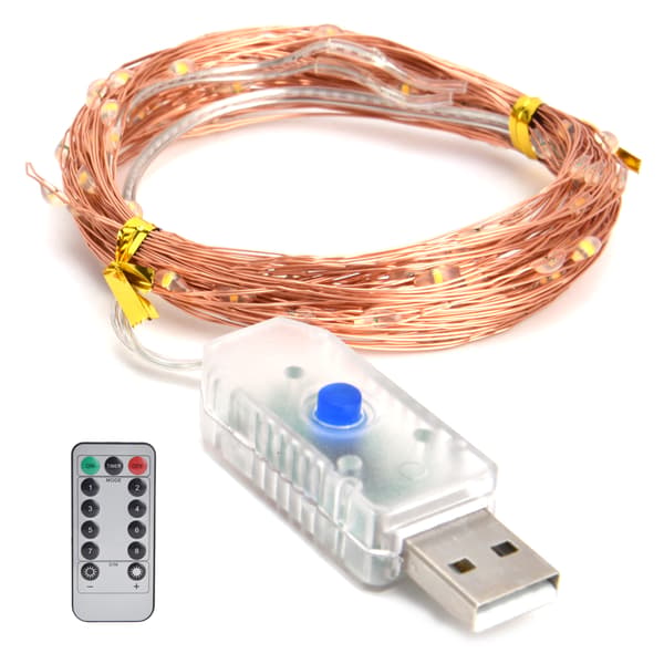 LED Fjärrkontroll Ljusslinga 8 Lägen USB-driven 10m/100LED Koppartråd Ljusslinga