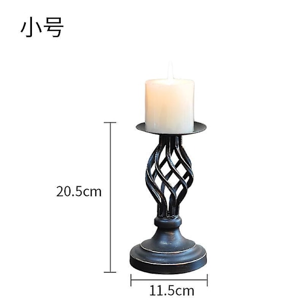 Set med 2 svarta metallpelarljushållare för bordsdekoration Elegant höjdjusterbar design