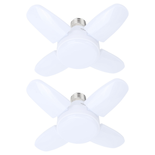 2 stk 28W 2800LM LED Deformerbar Garasje Vifteformet Lyspære Lagerhall Taklampe