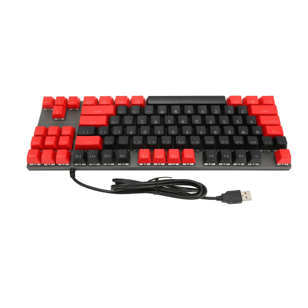 Mekanisk tastatur 87 taster Blå Switch RGB Baggrundsbelyst Kontrastfarve Ergonomisk Kablet tastatur til Laptop Desktop PC Kablet Sort Rød