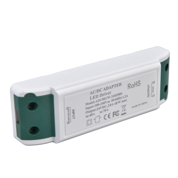 LED-transformator 24V DC 2A 48W konstantstrøms LED-strømkilde til hjem og kontor AC100-240V