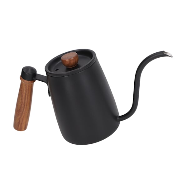 Kaffehäll i rostfritt stål med gåshals och fin pip för affärsbruk, svart