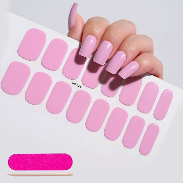 Franska Semi-Härdade Gel Nagelstickers 16 Tips Ren Färg Full Täckning UV Nagelpulver Hållbar Nagel Förlängningssticker NL-HP-028