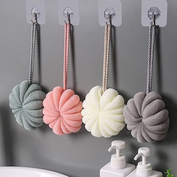 4 Stycken Bad Dusch Loofah Svamp Bad Mesh Puff Duschboll Kroppsskrubb Exfolierande Badsvamp