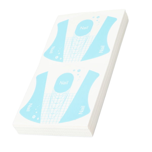 100 st Återanvändbar Nail Art Guide Form Självhäftande Nail Art Extension Sticker för Nagelsalong