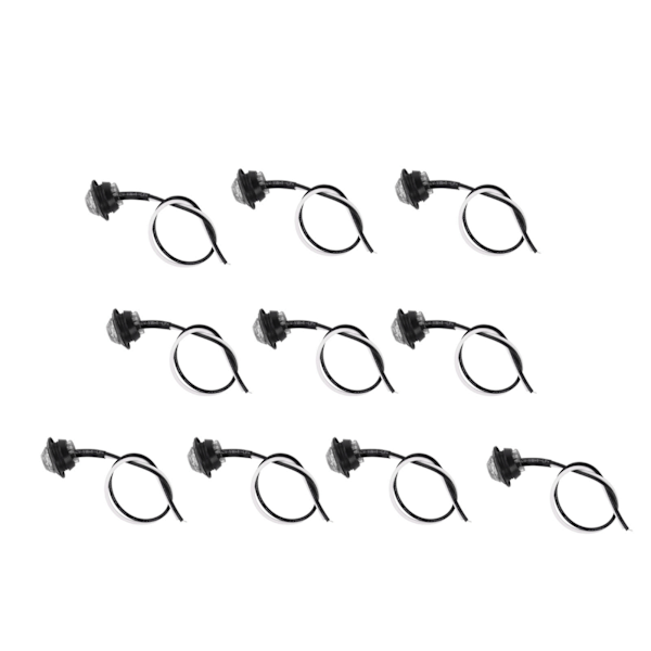10 stk sidemarkerlys 3LED IP68 vanntett rund klarering indikator baklys universal for lastebil bil RV hvitt lys