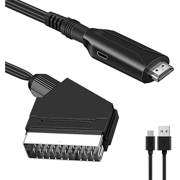 Scart til HDMI Audio/Video Konverter, SCART til HDMI Konverter, for HD TV-skjerm, STB Projektor, VHS, Xbox, PS3, Sky Blu-Ray DVD-spiller