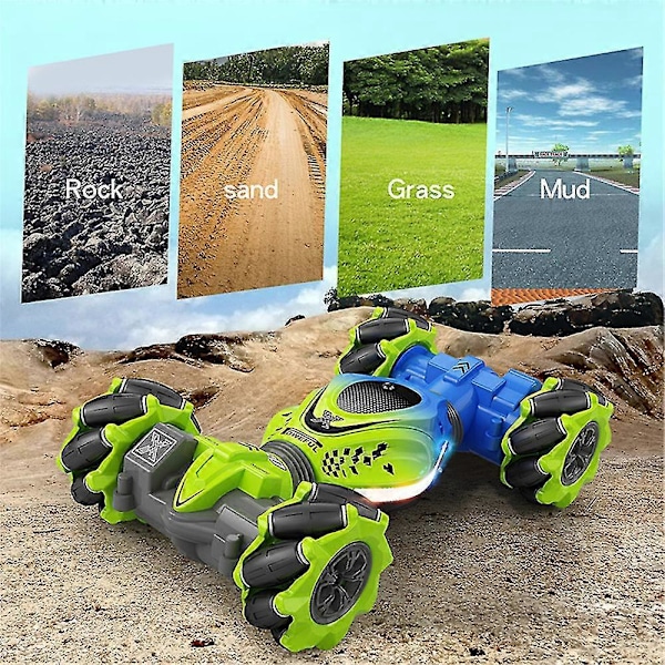 Barn 360 4WD Stuntbil RC Handgeststyrd Terrängleksaksbil - Musik & Ljus - Julklapp till Barn Gul