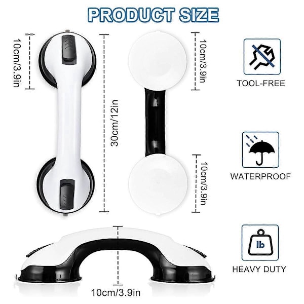 2-pack Duschhandtag 29 cm Sugpropp Duschstång, Säkerhetsstänger