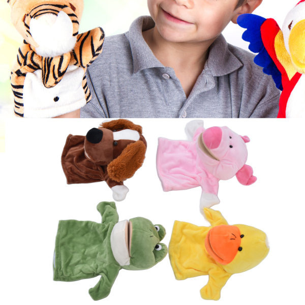 4 kpl söpöjä eläinkäsinukkeja - Pehmeä, interaktiivinen lelu lapsille - täydellinen lahja tarinankerrontaan