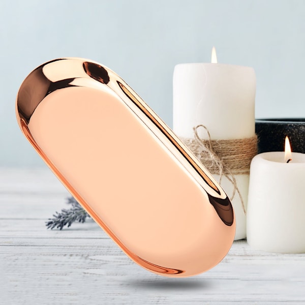 Stor oppbevaringsbrett 430 rustfritt stål aromaterapi stearinlys verktøy brett arrangør Rose Gold
