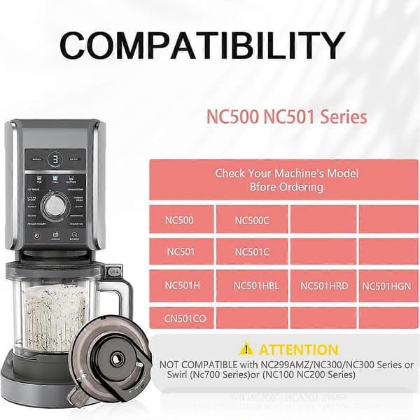 Outer Bowl Lid with Paddle for Ninja NC500/NC501 Series Ice Cream Maker Reusable Creami Lid Replacement