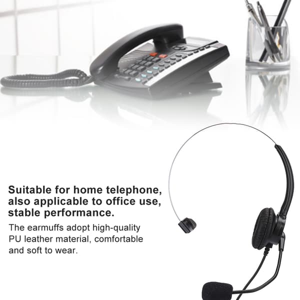 Telefon Monaural Headset Fastnettelefon Hovedtelefon med Mikrofon til Hjemmebrug