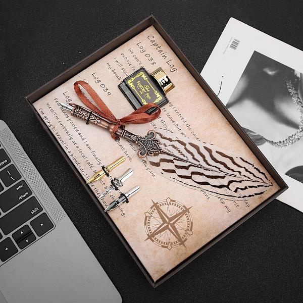Signature White Feather Pen Set - Retro Craft Collection för elegant bankettskrivande
