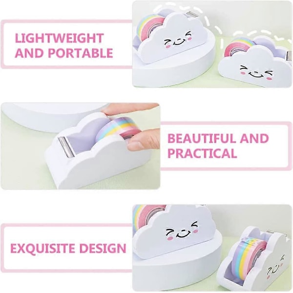 1 Set Tejpdispenser Regnbågsform Washi Tejp Dispensrar Skrivbord Washi Pappersdispenser för Kontor Hem Skola