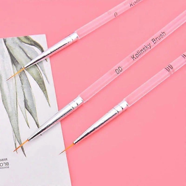 Set med 3 markörer för att rita och måla naglar med penselfoder för DIY Nail Art Manikyr Kit