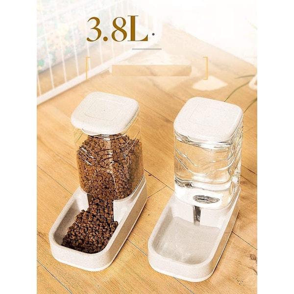 Kattmatare, automatisk matare och vattendispenser i ett set för smådjur, hundskål, vardera 3,8L (matare och vattendispenser)