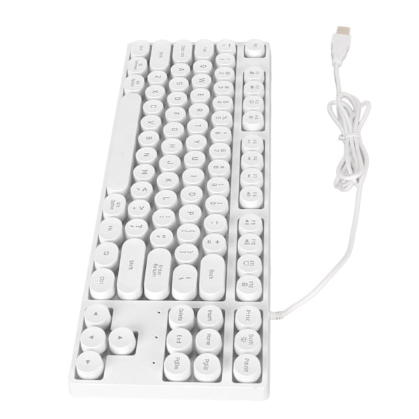 Pelinäppäimistö USB Pyöreä 87 Näppäimet Värikäs taustavalaistu Ergonominen Mekaaninen Langallinen Näppäimistö Pöytätietokoneen Kannettavalle PC Valkoinen