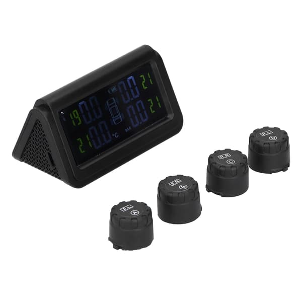 Solcellsdrivet däcktrycksövervakningssystem Display Ljudvarning TPMS med 4 sensorer