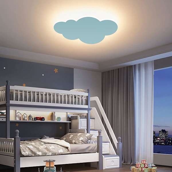 Vegglampe Sky Lampe Innendørs Vegglampe Akrylskjerm med Innebygde LED-lys for Barnerom Varm Belysning Blå
