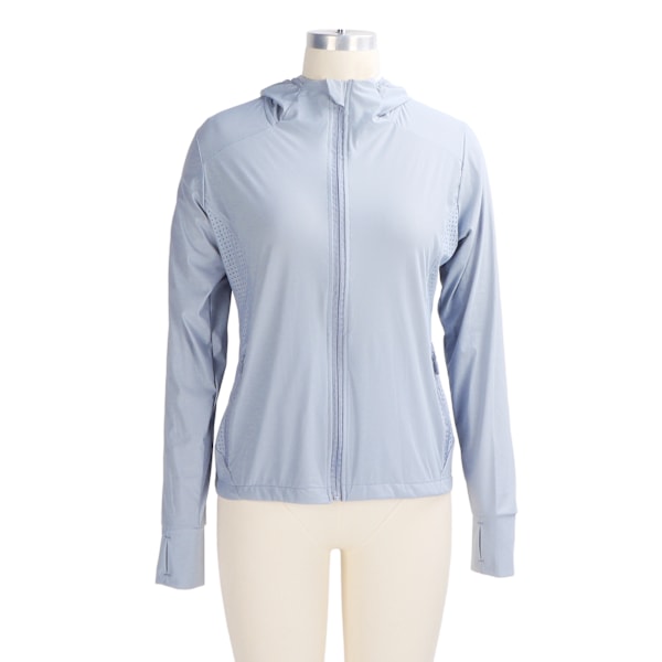 Andningsbar solskyddsjacka UPF 50+ Dam utomhus långärmad UV-skyddshuva (grå)(XL )