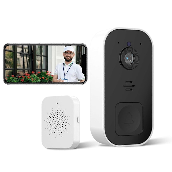 Smart Trådløs Video Dørklokke Kamera 2.4GHz WiFi HD Trådløs Dørklokke med Klokkespil Cloud Storage 2 Vejs Audio Nattesyn Fjernbetjent App Realtidsvisning B