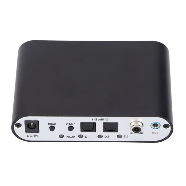 51R Digital Audio Decoder 5.1 Kanal til 3.5mm Stereo AUX til 6 RCA Digital DAC Decoder AC 100‑240VAU Stik