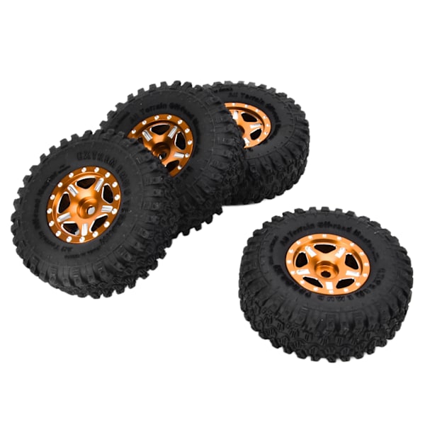 4 st 1 tum gummidäck aluminiumfälgar passar för Axial SCX24 90081 AXI00001 AXI00002 1/24 Crawler CarGold