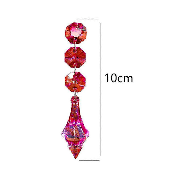 10 st Kristallkronprismor, Akryl Kristallkronprismor Hänge Glas Kristall Zekai röd