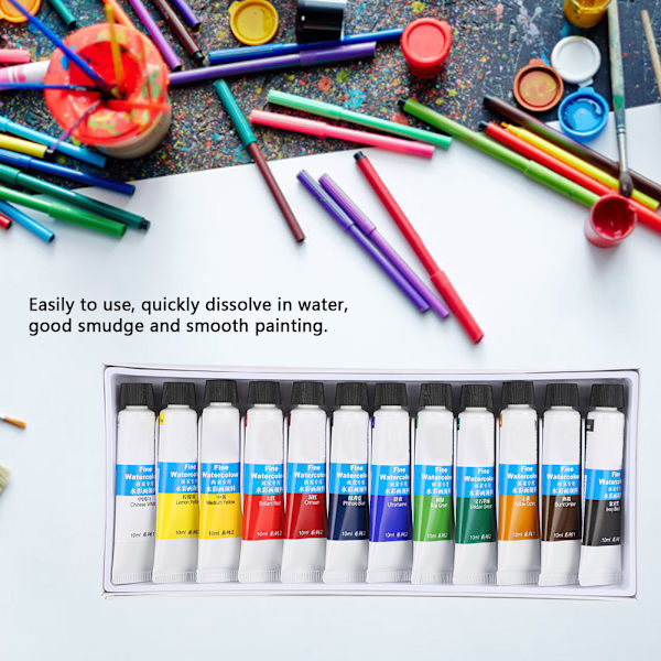 Akvarel Pigment 12 Farver Professionelle Malerværktøjer Kunst Tilbehør til Maler 10ml