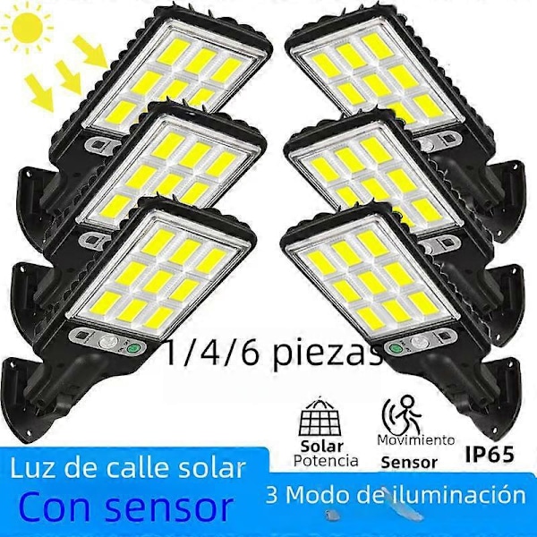 Solcellelamper med bevægelsessensor, udendørs vandtæt 117COB LED sikkerhedsvæglampe til terrasse, garage, have, 3 tilstande 108COB1stk