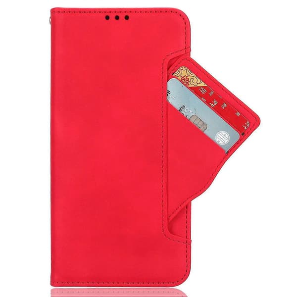 Til HTC U23 Pro 5G PU-læder telefoncover med flere kortpladser og stativpung Red