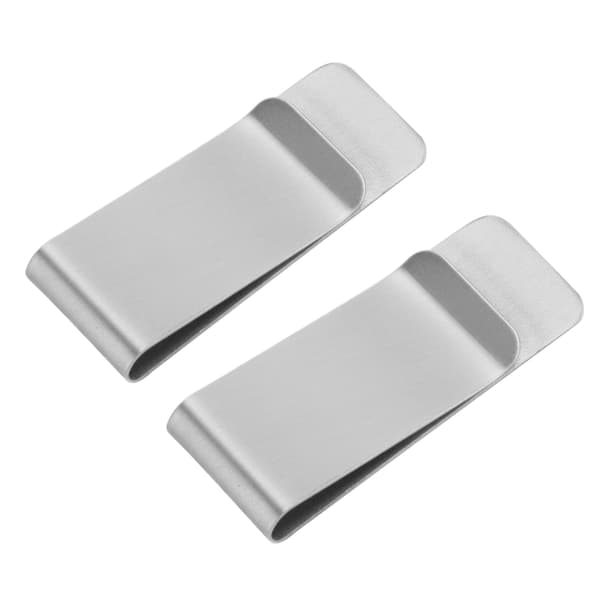 2 st metallpengaklämmor i rostfritt stål, specialformade minikortfodral för män (silver)