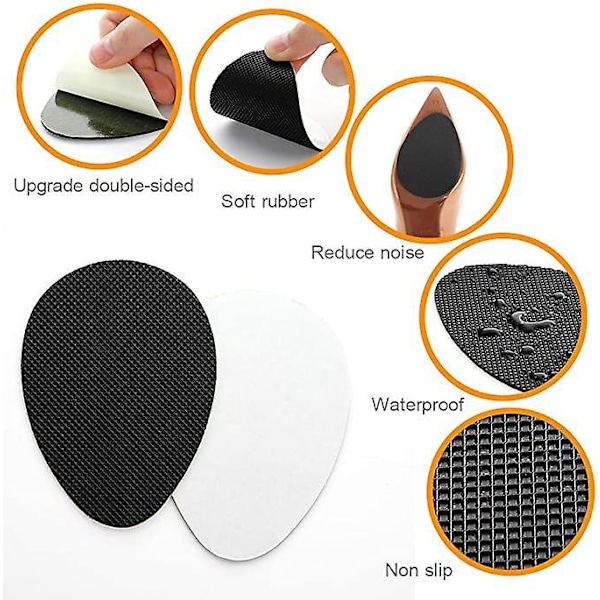 Gummibelagte Anti-Skrid Sikkerhedssko Grips - Sort (5 Par)