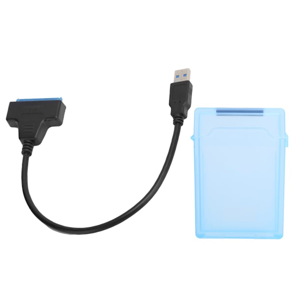 Harddiskadapterkabel 2,5 tommer SATA USB3.0 HDD/SSD konverterkabel med beskyttelsesboks Blå