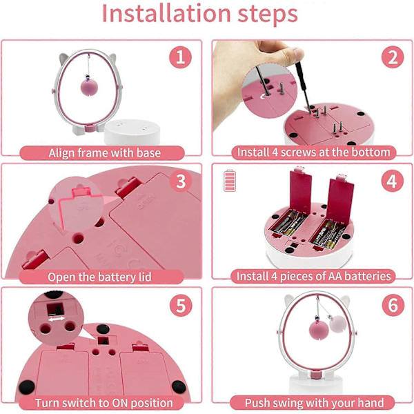 Interaktive Indendørs Kattelegetøj - Automatisk Kinetisk Sving - Elektronisk Legetøj, Fjer - Til Katte (Pink)