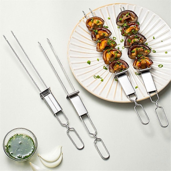 Grillspyd i rustfrit stål med dobbelt nål, 10 stk.