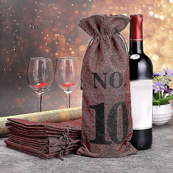 1 till 10 Säckväv Vinpåsar Blindprovning av Vin, Vinpåsar Bröllopsbordsnummer, Vinprovningspåsar, Fest