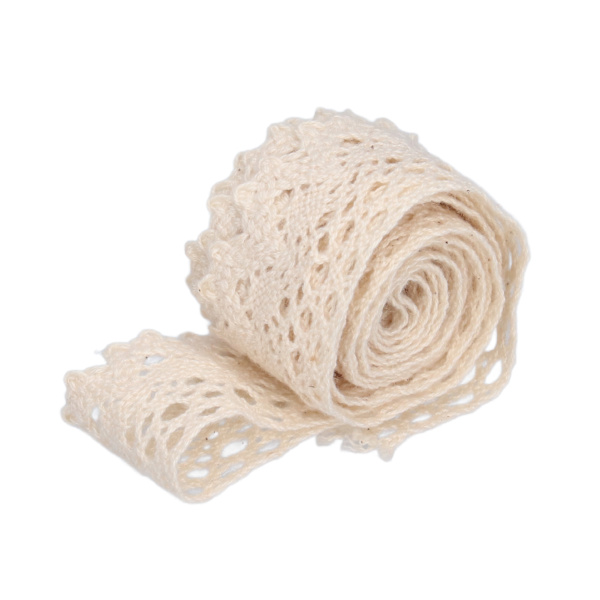 Spetsband DIY Bomullsnät 2,5 cm Bredd 20 Yards Utsökt spetskant för Gardinkläder Bordsduk PresentdekorationBeige
