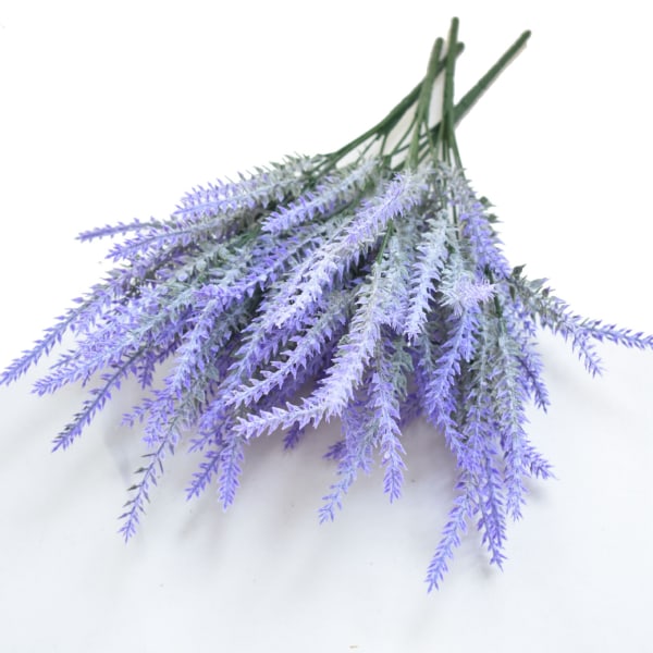 Muoviset keinotekoiset laventelikukat, hajuttomat realistiset väärennöslaventelit näyttämön koristeluun hääjuhla violetti