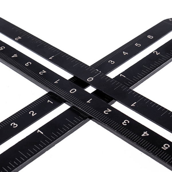 6-delt lineal af aluminiumlegering, bærbar, letvægts, sort, sammenklappelig, multivinklet målelineal