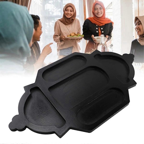 Eid Mubarak Trebrett i tre, Ramadan Snackbrett Dessert Bakverkbrett Svart