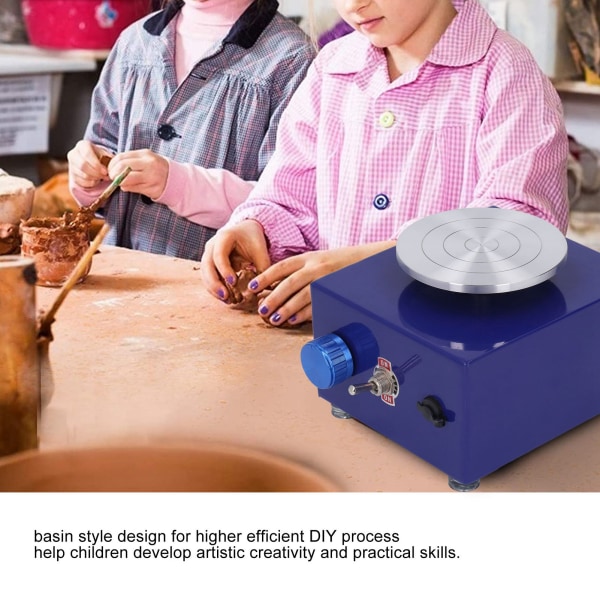 Vivid Colors Mini Pottery Wheel lapsille – ruosteenkestävä levysoitin, vanhemman ja lapsen vuorovaikutus, 100-240 V AU-pistoke Durk Blue